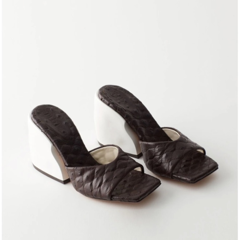 Tibi Kenji Quilt Ostrich Sandals - Size 37.5